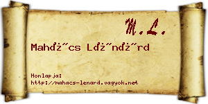 Mahács Lénárd névjegykártya